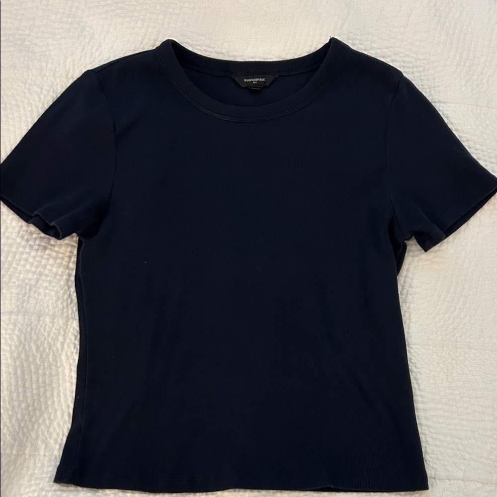 Banana Republic Factory Navy Short Sleeve Ribbed Tee